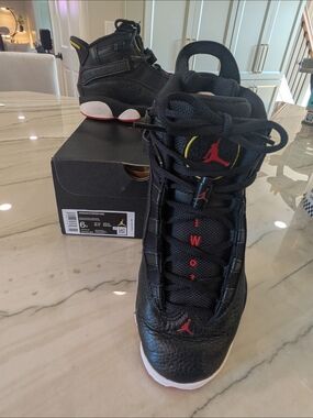 Jordan 6 Rings (GS) Kids Black/Red/Yellow Retro Basketball Sneakers